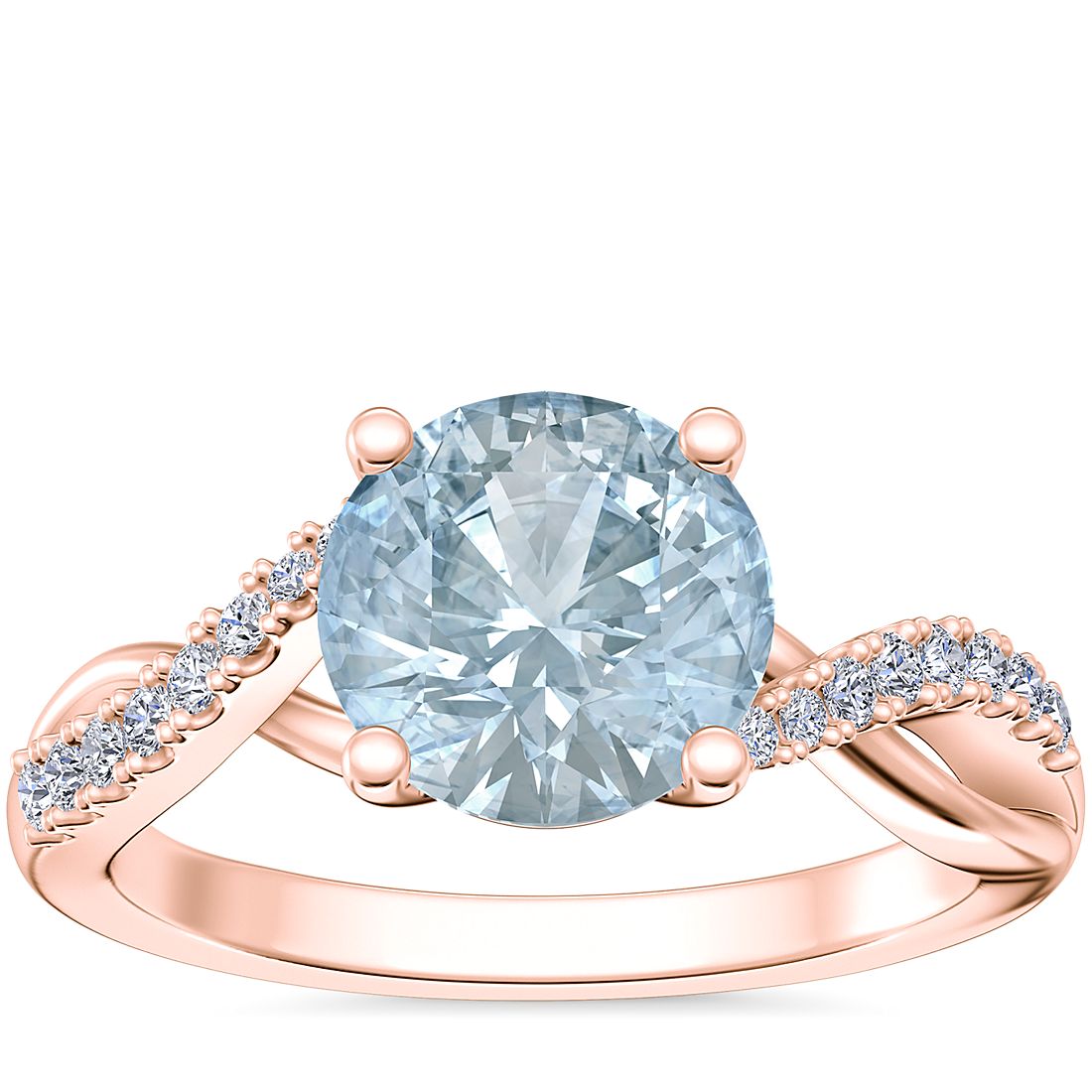 Petite twist diamond engagement ring