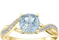 Classic Petite Twist Diamond Engagement Ring with Cushion Aquamarine in ...