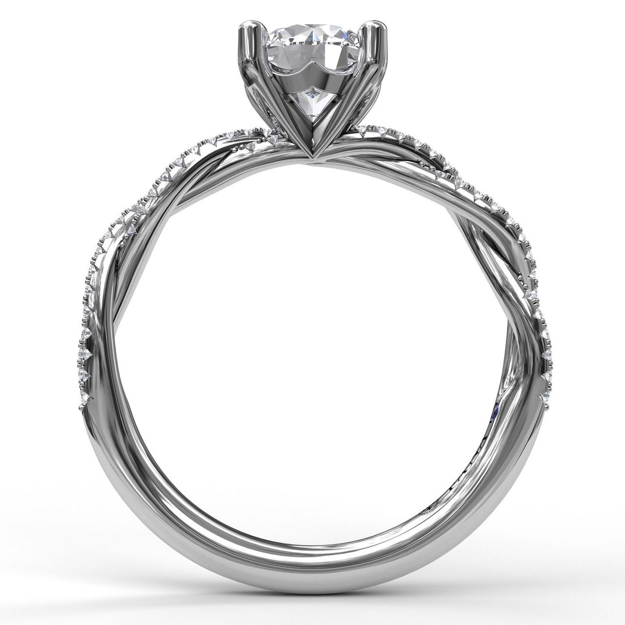 Petite twist diamond engagement ring